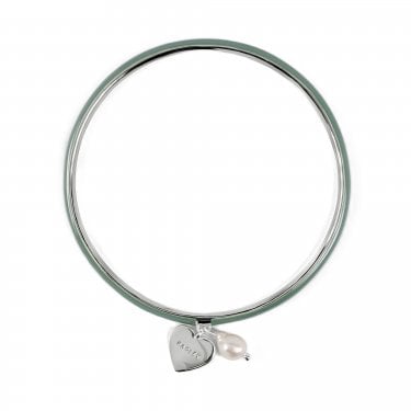 Radley Heart Street Hanging Heart & Pearl Green Enamel Bangle 17.5cm