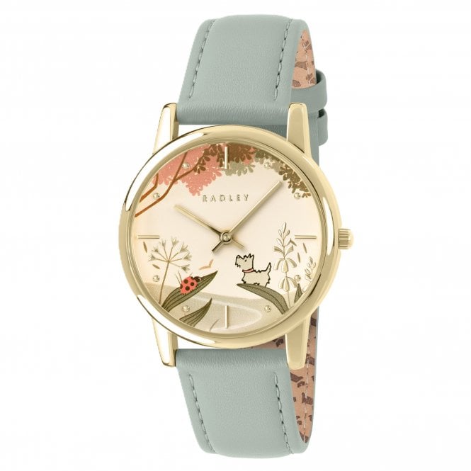 Radley  Ladybird Road Champagne Printed Dial Blue Leather Strap Watch