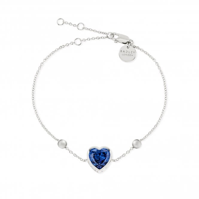 Radley  Love  Blue CZ Heart Bracelet 17cm + 4cm