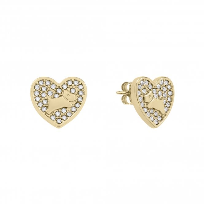 Radley  Pavé Stone Heart Gold Tone Stud Earrings 1 x 1.1cm