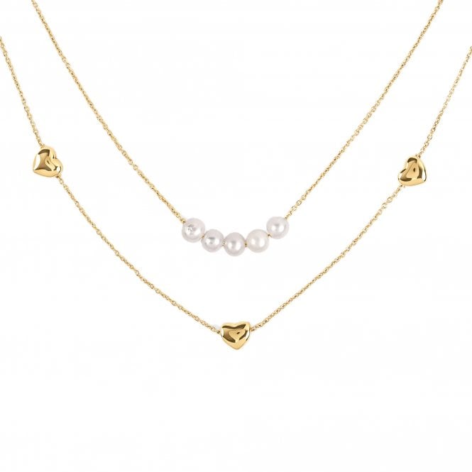 Radley  Pearl & Heart Double Strand Gold Tone Necklace 45cm