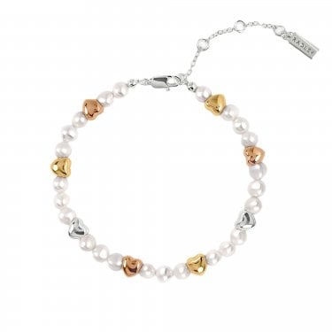 Radley Pearl & Two Tone Heart Alternating Bracelet 16.5cm + 3cm