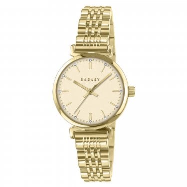 Radley Roman Crescent Champagne Dial Gold Tone Stainless Steel Watch