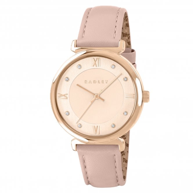 Radley  Roman Crescent Rose Dial Pink Leather Strap Watch