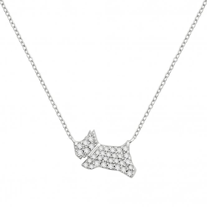 Radley  Sterling Silver CZ Jumping Dog Necklace 41cm + 5cm