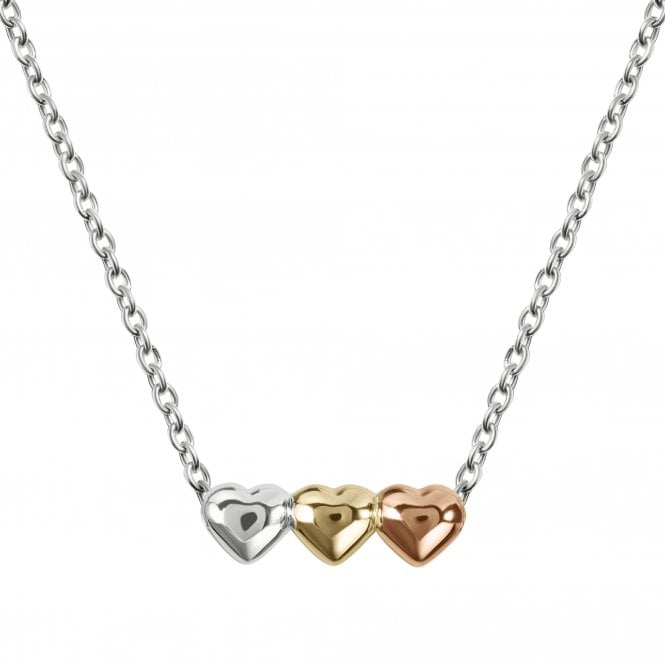Radley  Street Three Heart Sterling Silver Tri Tone Necklace 46cm