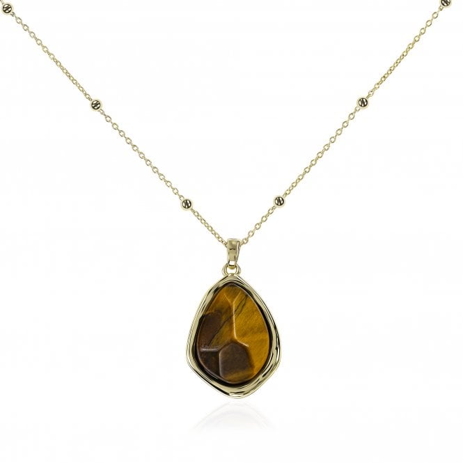 Radley  Tigers Eye Drop Gold Tone Charm Necklace 41cm + 5cm