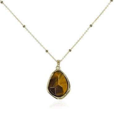 Radley Tigers Eye Drop Gold Tone Charm Necklace 41cm + 5cm