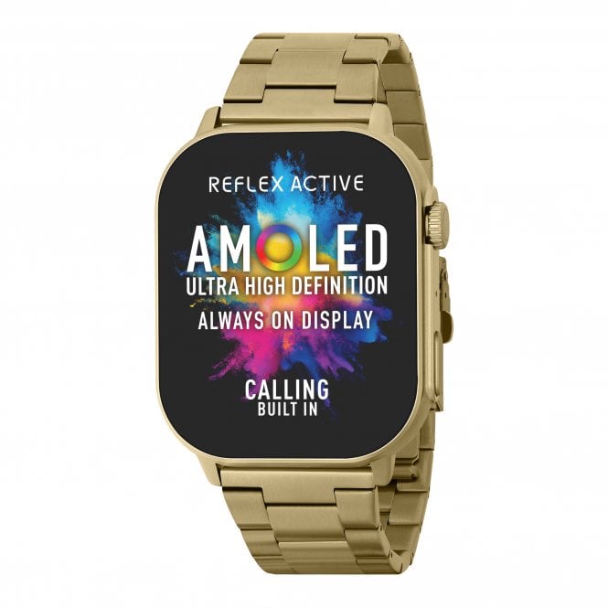 Reflex Active  Series 29 Unisex Amoled Gold Stainless Steel Bluetooth Smartwatch