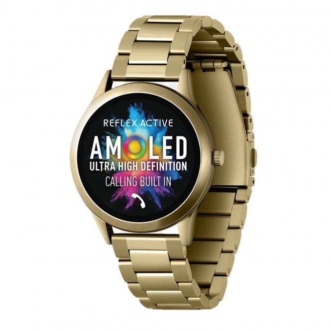 Reflex Active  Series 31 Unisex Amoled Gold Stainless Steel Bluetooth Smartwatch