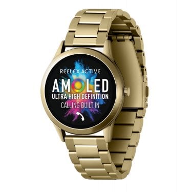 Reflex Active Series 31 Unisex Amoled Gold Stainless Steel Bluetooth Smartwatch