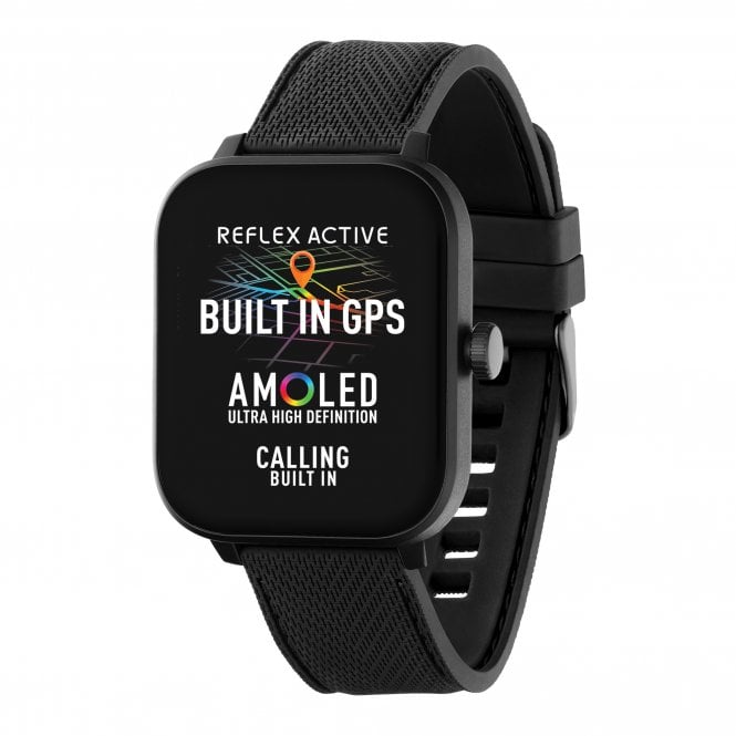 Reflex Active  Series 44 Unisex Amoled Black Sports Bluetooth Smartwatch