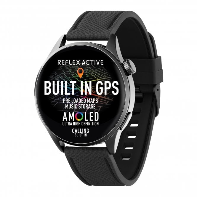 Reflex Active  Series 45 Gents Amoled Black GPS Sports Bluetooth Smartwatch