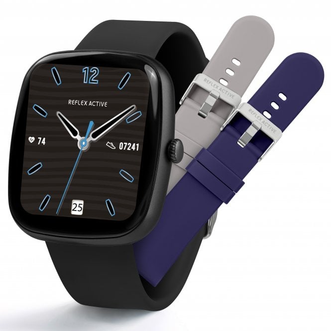 Reflex Active  Series 50 Unisex Nexus 100 Lite Black Bluetooth Interchangable Silicone Strap Smartwatch