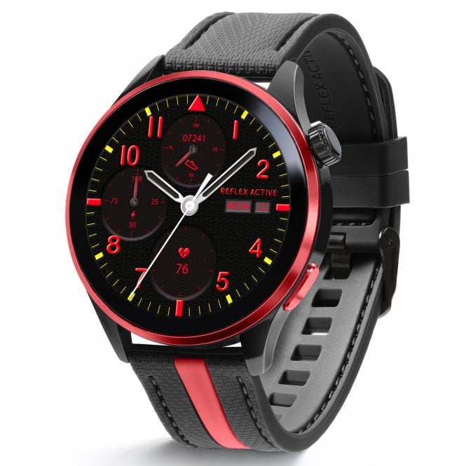 Reflex Active  Series 54 Unisex Venture 400R Amoled Black & Red Bluetooth Smartwatch