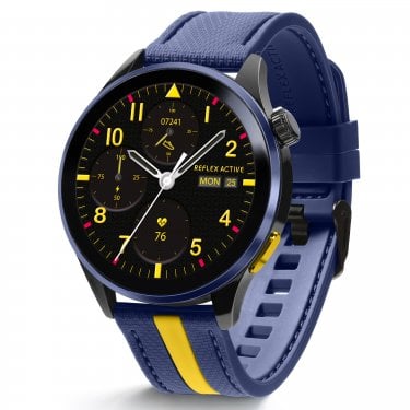 Reflex Active Series 54 Unisex Venture 400R Amoled Blue & Yellow Bluetooth Smartwatch 