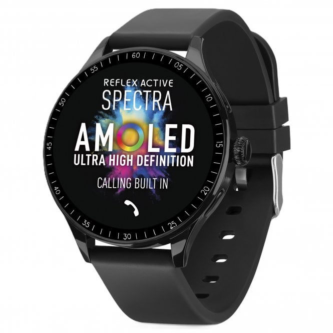 Reflex Active  Unisex Spectra 300 R Amoled Black Silicone Strap Bluetooth Smartwatch