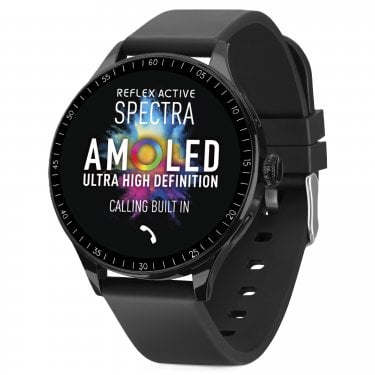 Reflex Active Unisex Spectra 300 R Amoled Black Silicone Strap Bluetooth Smartwatch