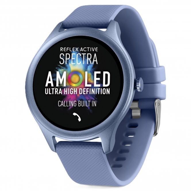 Reflex Active  Unisex Spectra 300 R Amoled Blue Silicone Strap Bluetooth Smartwatch