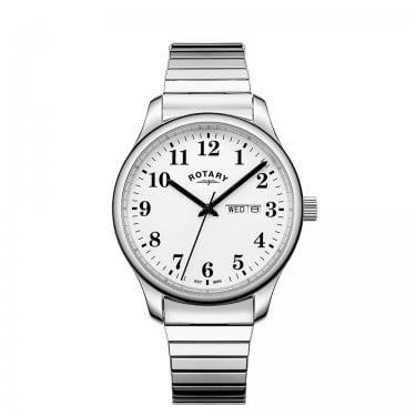 Rotary Gents Heritage Altera White Dial Stainless Steel Expandable Strap Watch