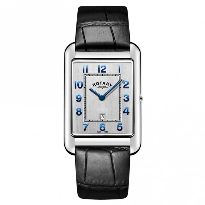 Rotary  Gents Heritage Astoria Silver Dial Black Leather Strap Watch