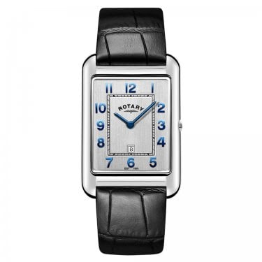Rotary Gents Heritage Astoria Silver Dial Black Leather Strap Watch
