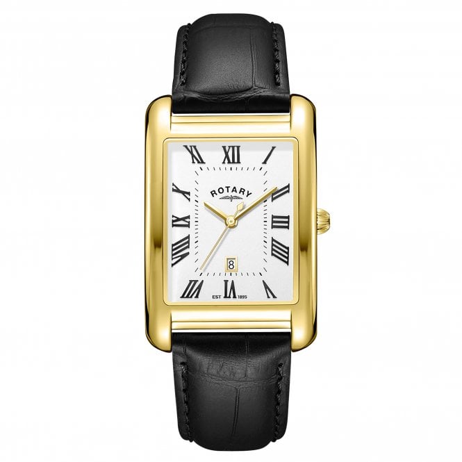 Rotary  Gents Heritage Astoria White Dial Black Leather Strap Watch