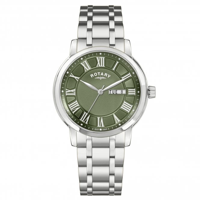 Rotary  Gents Heritage Green Dial Stainless Steel Watch