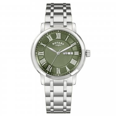 Rotary Gents Heritage Green Dial Stainless Steel Watch