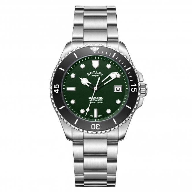 Rotary  Gents Seamatic Green Dial Stainless Steel Automatic Watch