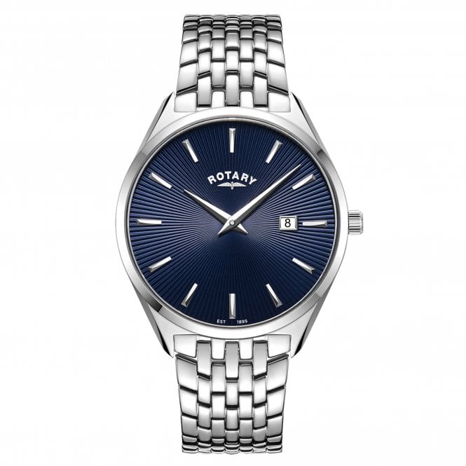 Rotary  Gents Ultra Slim Blue Dial Stainless Steel Watch