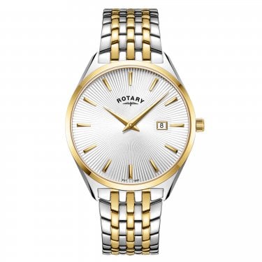 Rotary Gents Ultra Slim Silver Dial Two Tone Stainless Steel Watch