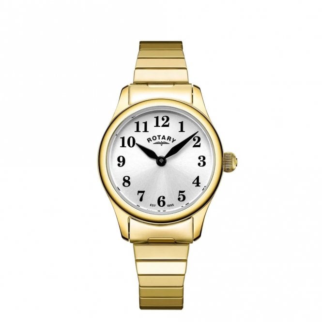 Rotary  Ladies Heritage Altera White Dial Gold Tone Stainless Steel Expandable Strap Watch