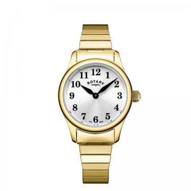 Rotary Ladies Heritage Altera White Dial Gold Tone Stainless Steel Expandable Strap Watch