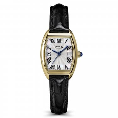 Rotary Ladies Heritage Astoria Mother of Pearl Dial Black Leather Strap Watch