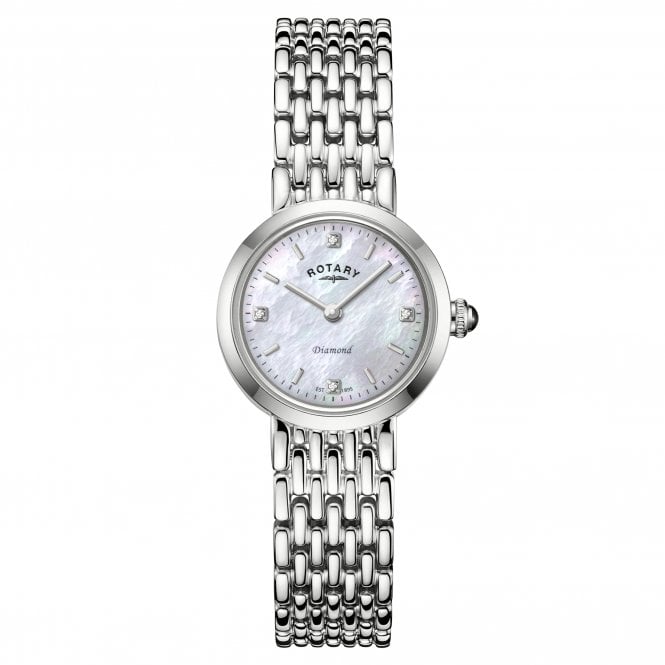 Rotary  Ladies Heritage Diamond Mother of Pearl Dial Stainless Steel Watch