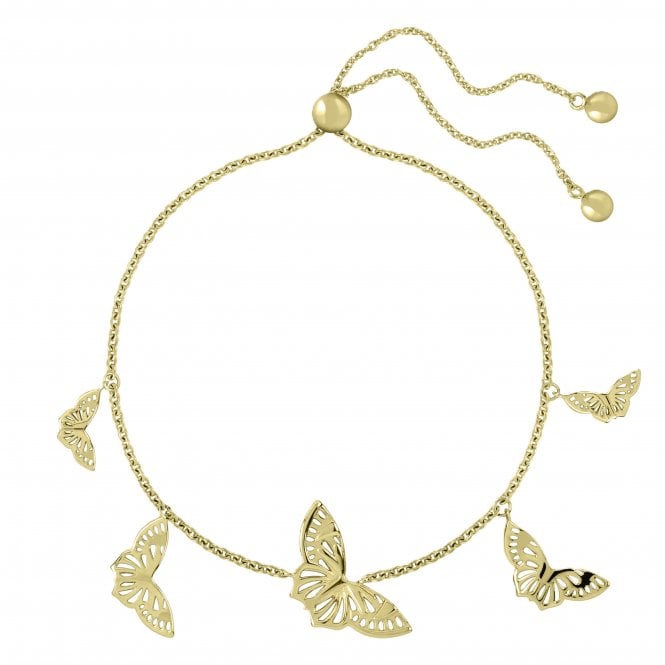 Sara Miller  Kew Butterfly Gold Tone Adjustable Slider Bracelet 24cm