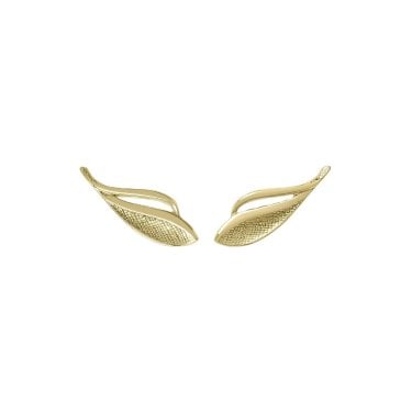 Sara Miller Kew Leaf Gold Tone Stud Earrings 1 x 2cm