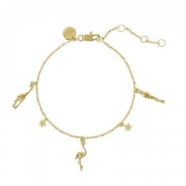 Sara Miller Piccadilly Charm Gold Tone Bracelet 17cm 