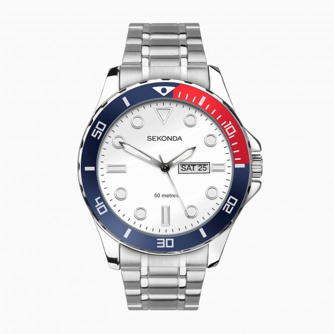 Sekonda  Gents Balearic White Dial Stainless Steel Watch