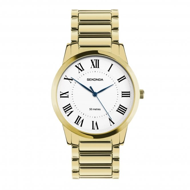 Sekonda  Gents Beaumount White Dial Gold Tone Stainless Steel Watch