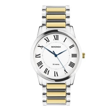 Sekonda Gents Beaumount White Dial Two Tone Stainless Steel Watch