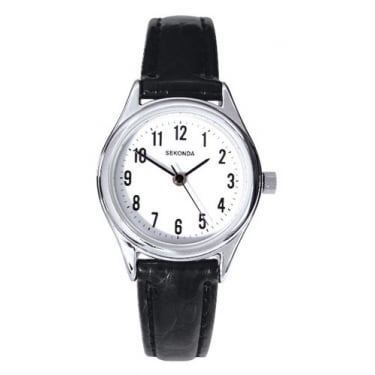 Sekonda Gents Black Leather Strap Watch