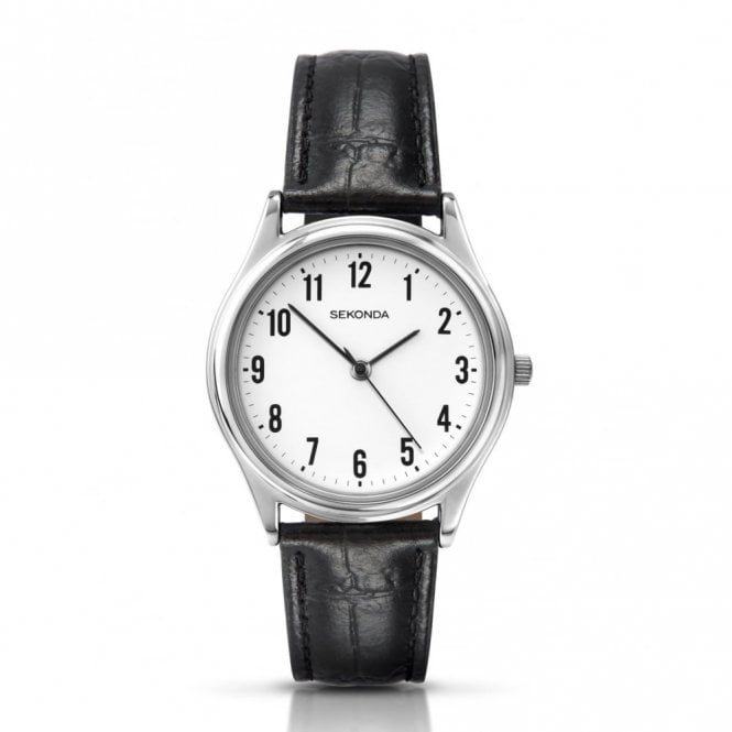 Sekonda  Gents Black Leather Strap Watch