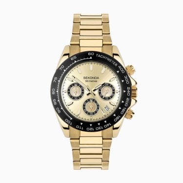 Sekonda Gents Circuit Champagne Dial Gold Tone Stainless Steel Watch