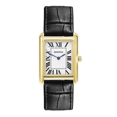 Sekonda Gents Clement White Dial Black Leather Strap Watch
