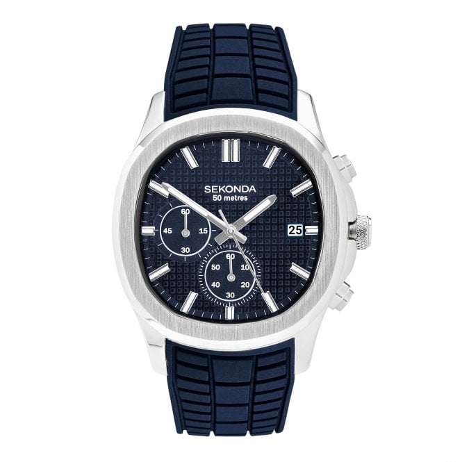 Sekonda  Gents Octaire Navy Dial Chronograph Navy Silicone Strap Watch