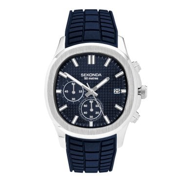 Sekonda Gents Octaire Navy Dial Chronograph Navy Silicone Strap Watch