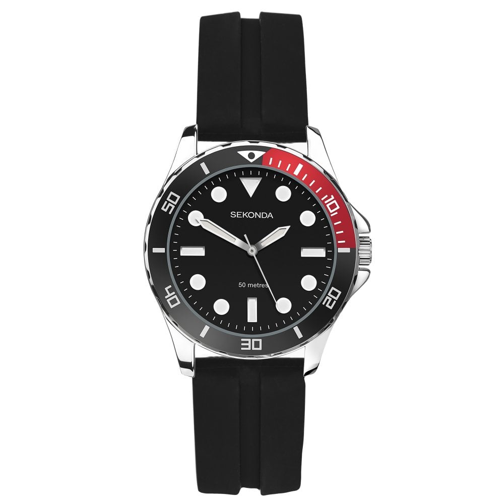 Sekonda Women's Black Balearic Dial Rubber Strap Watch Size 2