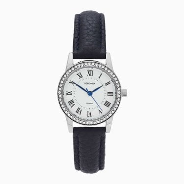 Sekonda Ladies Beaumont Silver Tone White Dial Navy Strap Watch